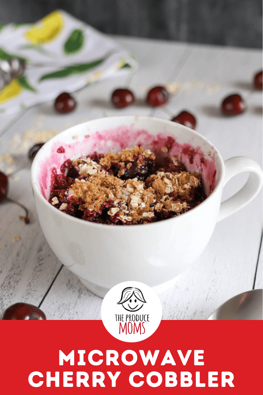 Pinterest Pin Microwave Cherry Cobbler