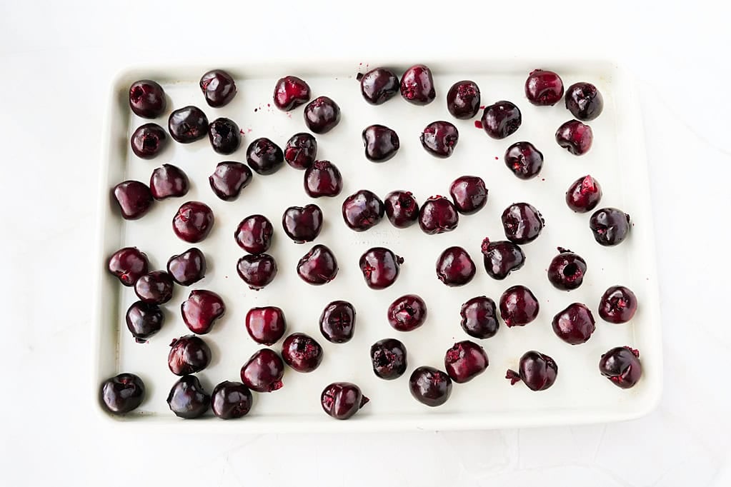 cherries on a sheet pan