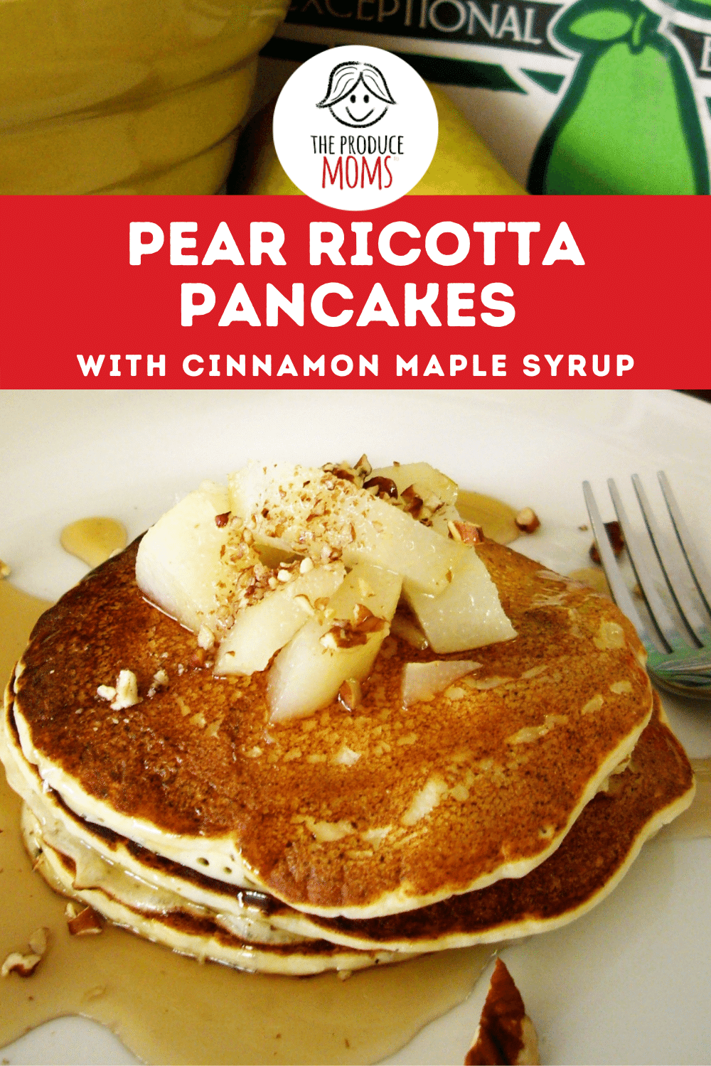 Pear Ricotta Pancakes With Cinnamon Maple Syrup