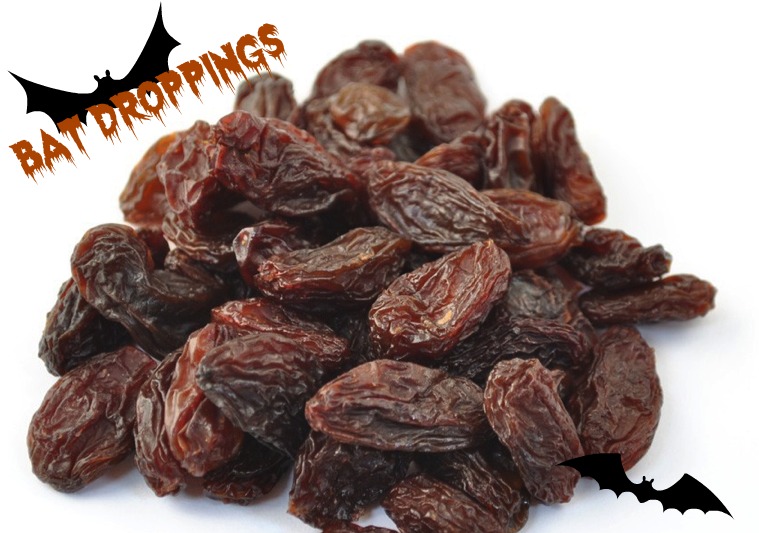 Halloween Candy Alternatives | "Bat Droppings" aka raisins 