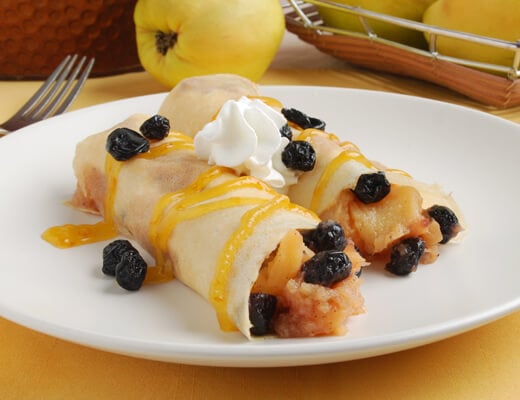 Quince Butter Filled Crepes with Pixie Tangerine Sauce