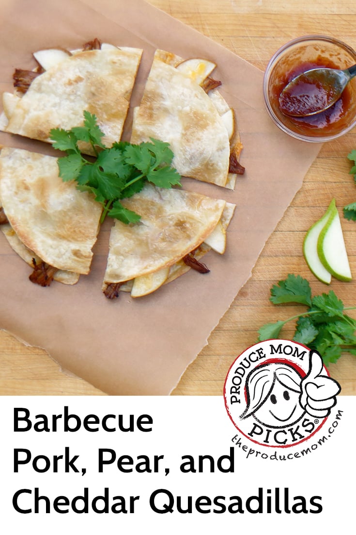 Barbecue Pork, Pear, and Cheddar Quesadillas from USA Pears