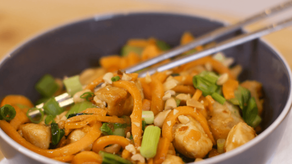 Thai Peanut Chicken and Sweet Potato Noodles