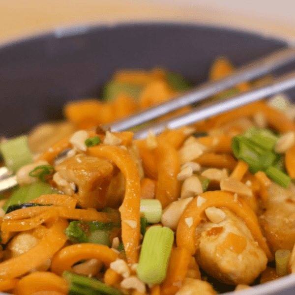 Thai Peanut Chicken and Sweet Potato Noodles