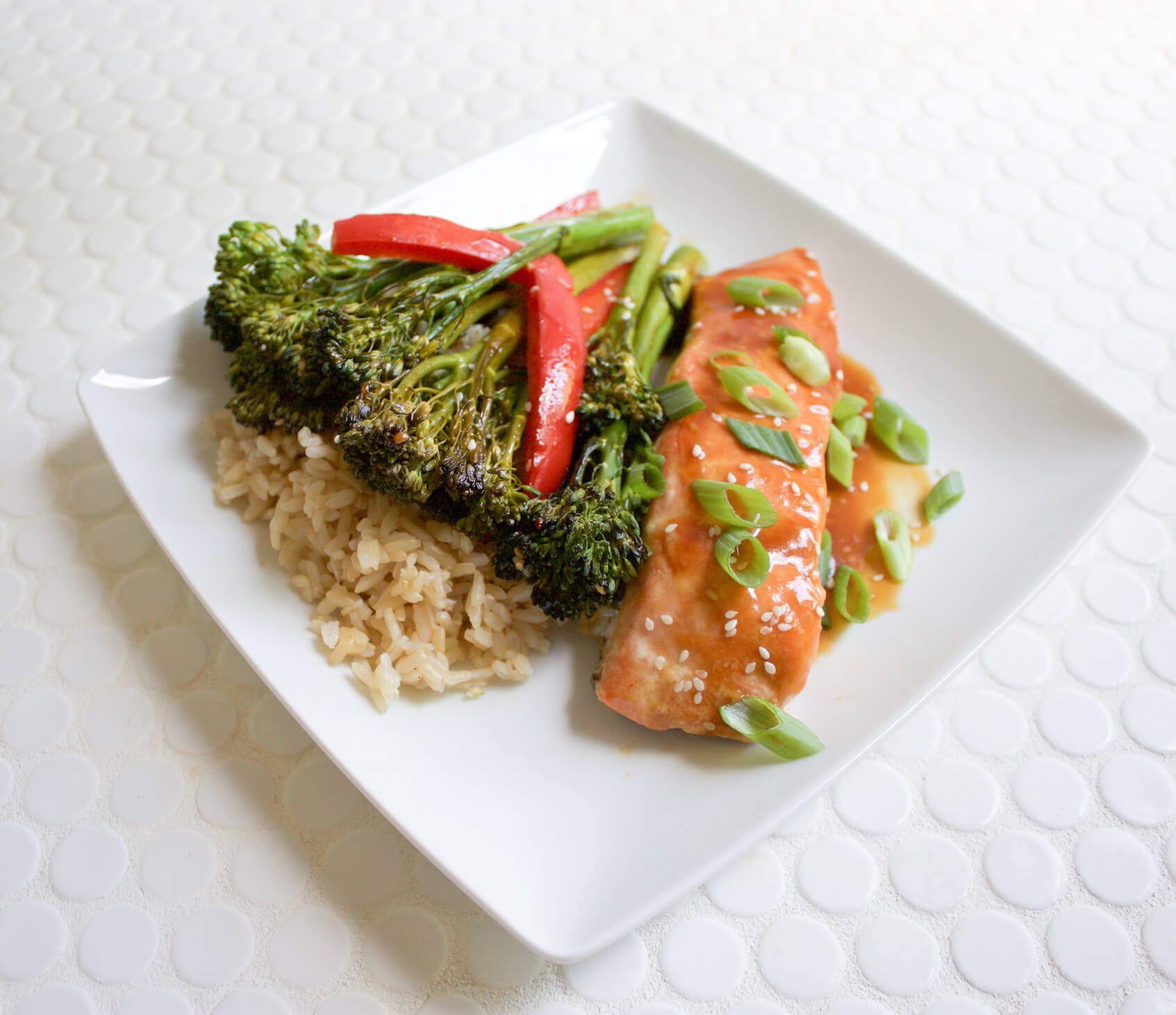 Baked Salmon and Sesame Glazed Broccolini Sheet Pan