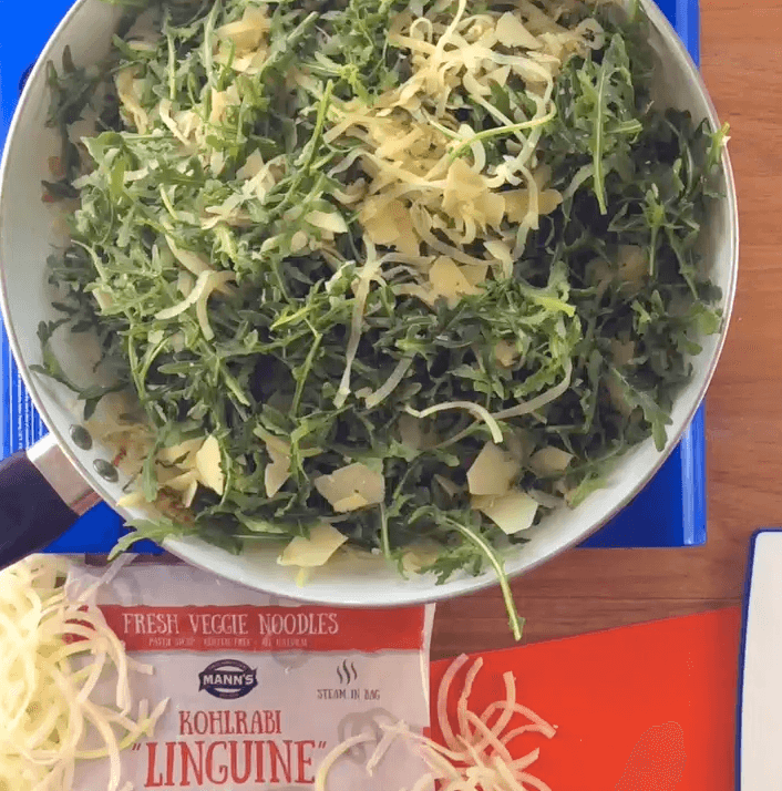 Kohlrabi “Linguine” with Arugula and Parmesan