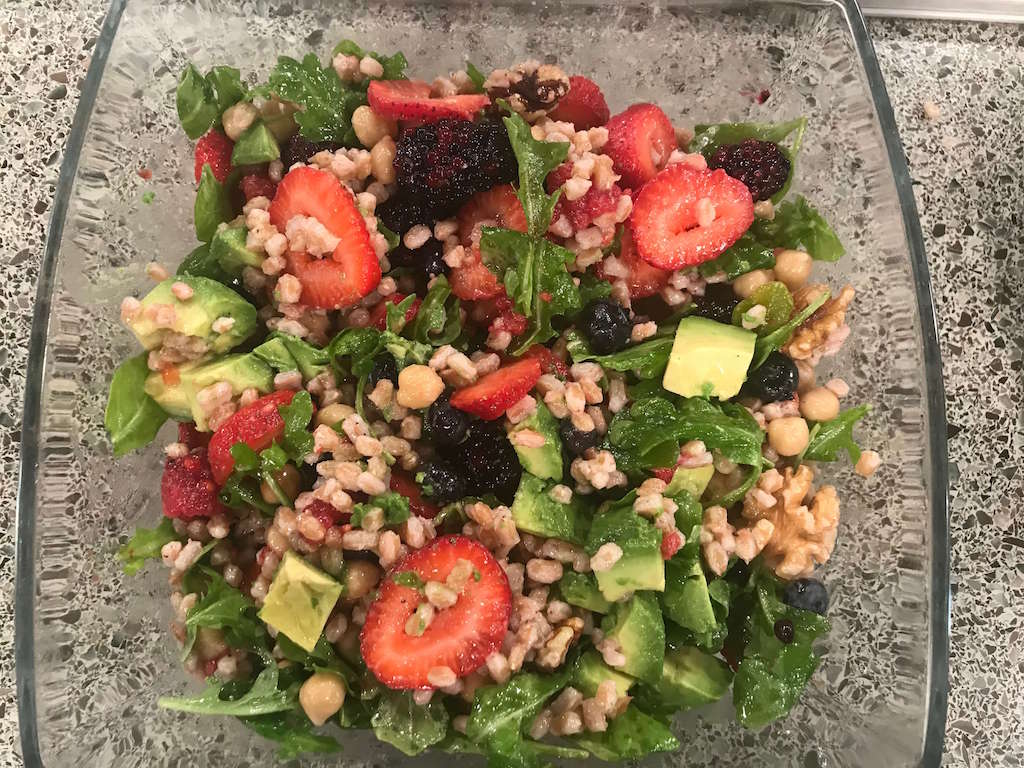 Farro Chickpea Salad with Avocado and Berries