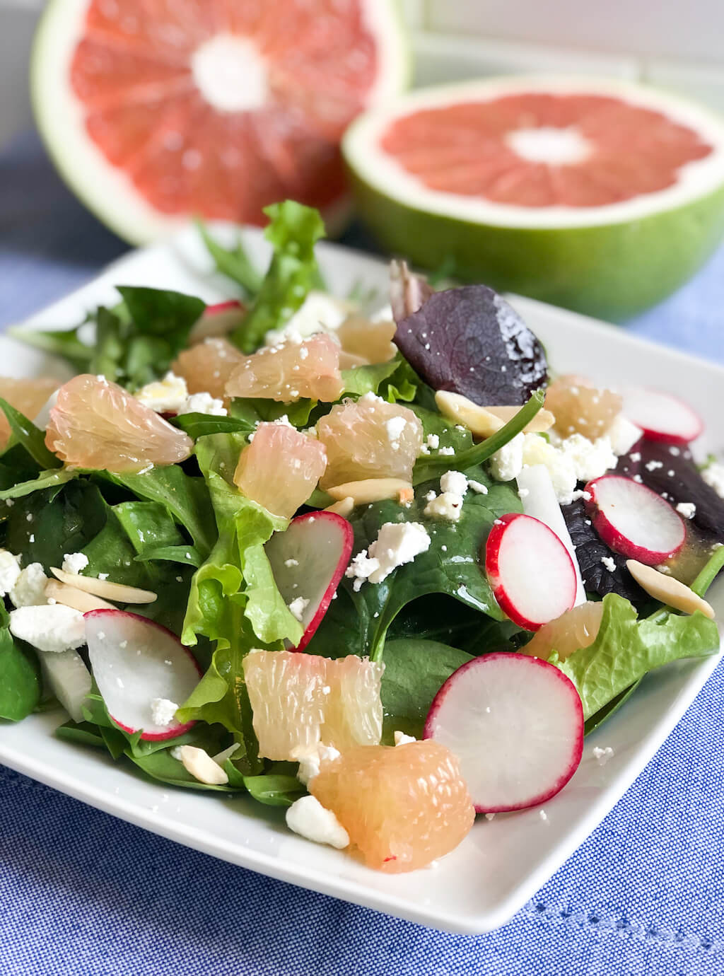 Pummelo Salad with Jicama, Radishes, and Goat Cheese