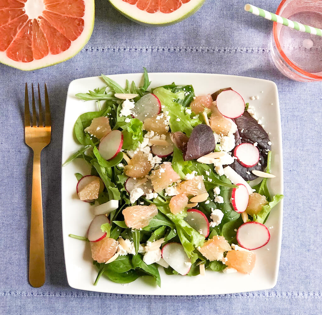 Pummelo Salad with Jicama, Radishes, and Goat Cheese