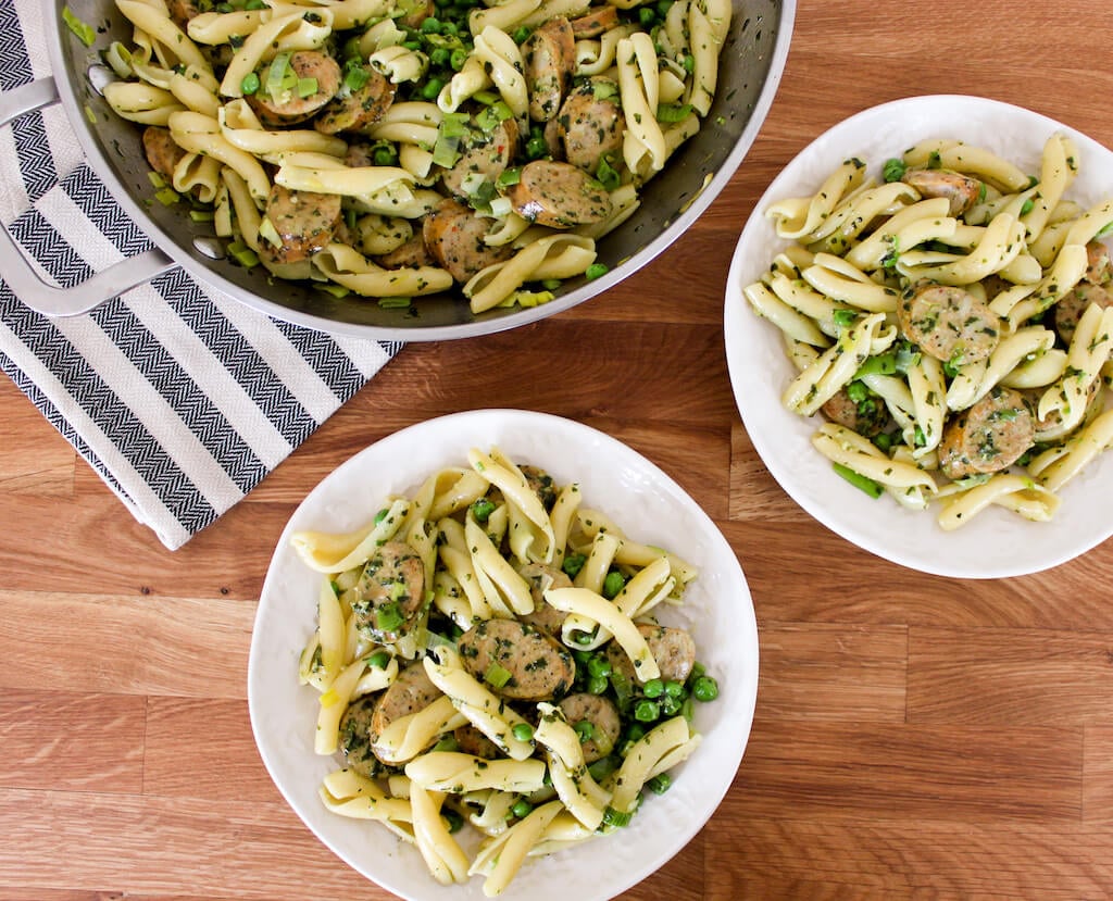 Serrano Pepper Pesto Pasta with Chicken Sausage