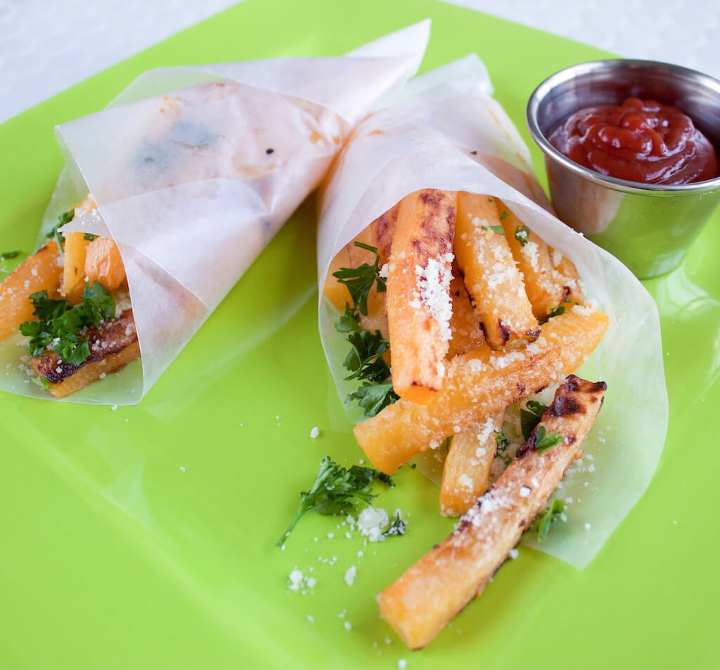 Oven-Baked Garlic and Parmesan Rutabaga Fries