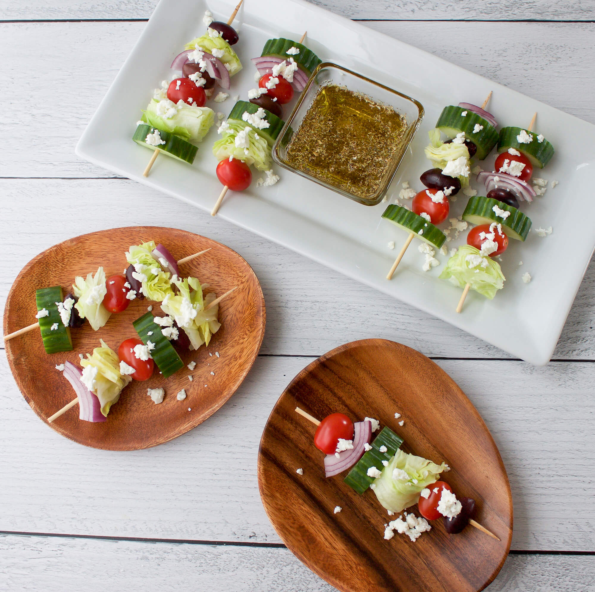 Greek Salad Skewers (Party Favorite!) - Little Broken