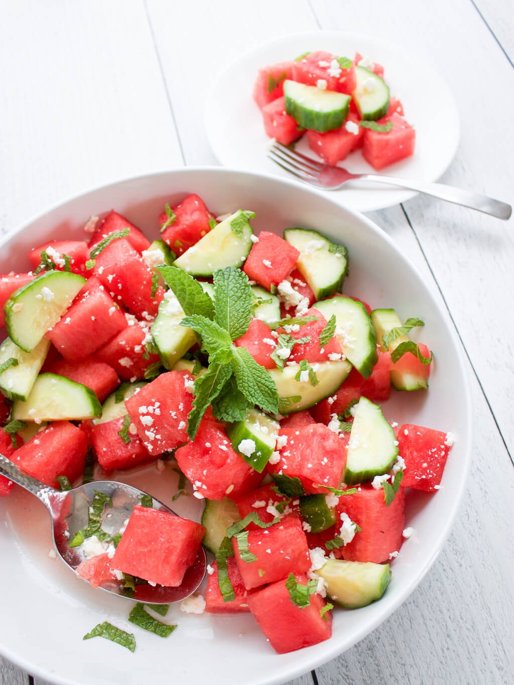 Watermelon and Cucumber Salad with Mint & Feta