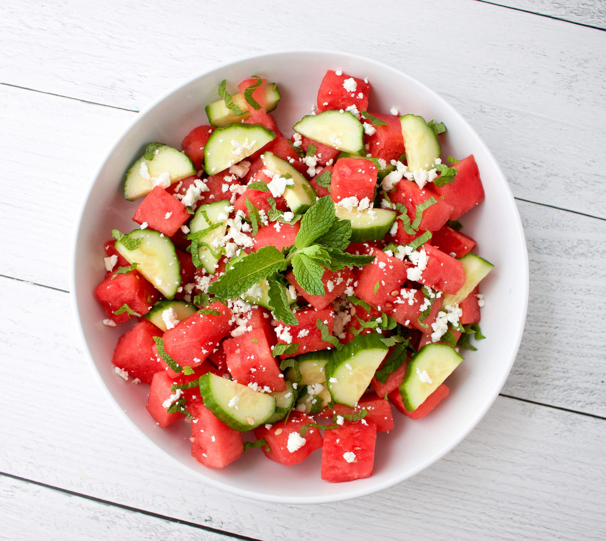 Watermelon and Cucumber Salad with Mint & Feta