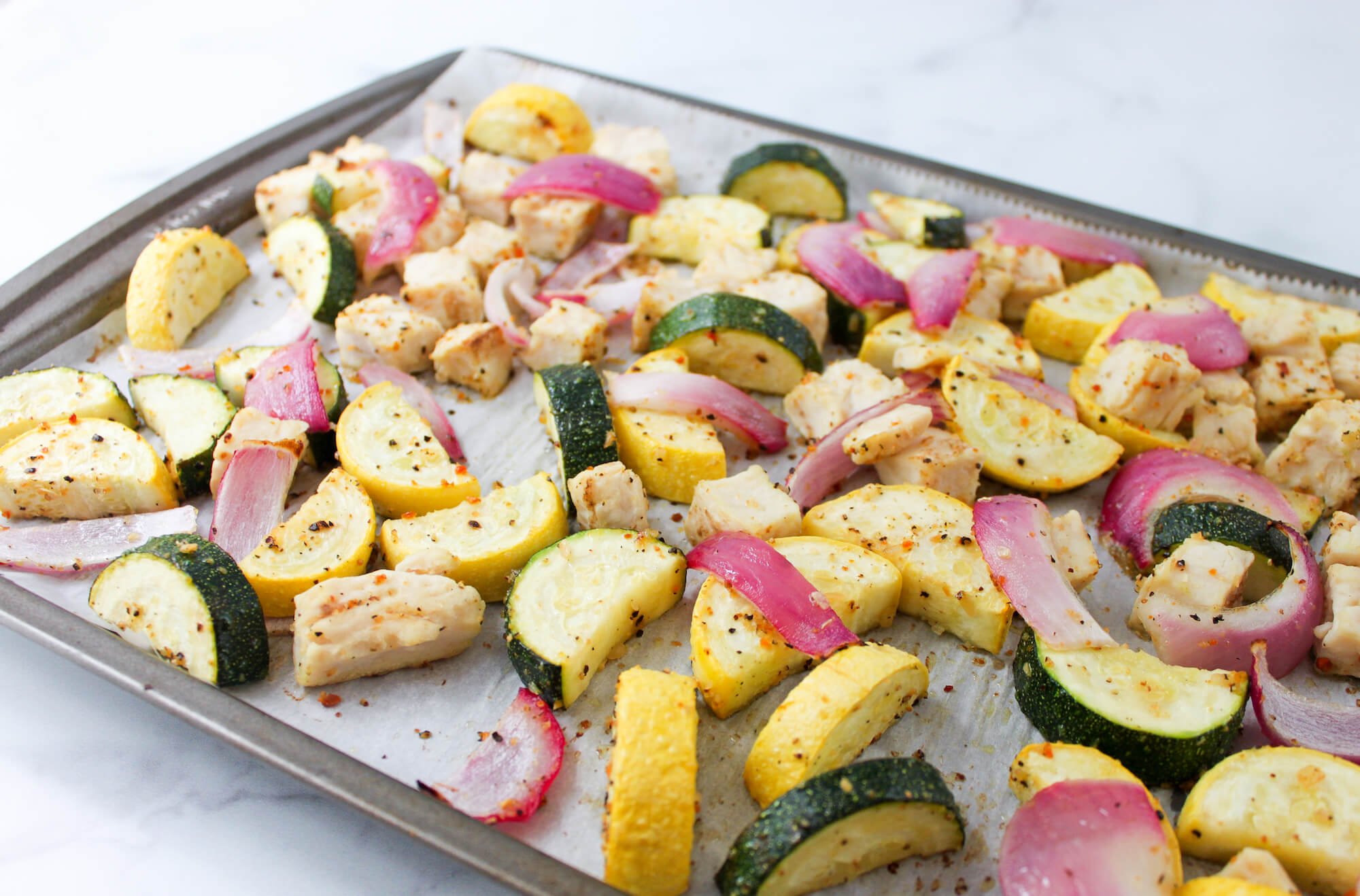 Lemon Pepper Chicken & Summer Squash Sheet Pan