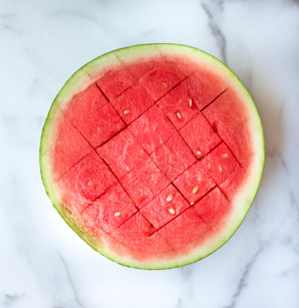 overview of a cut watermelon