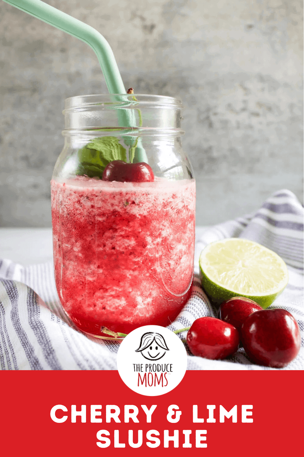 Pinterest Pin Cherry and Lime Slushie
