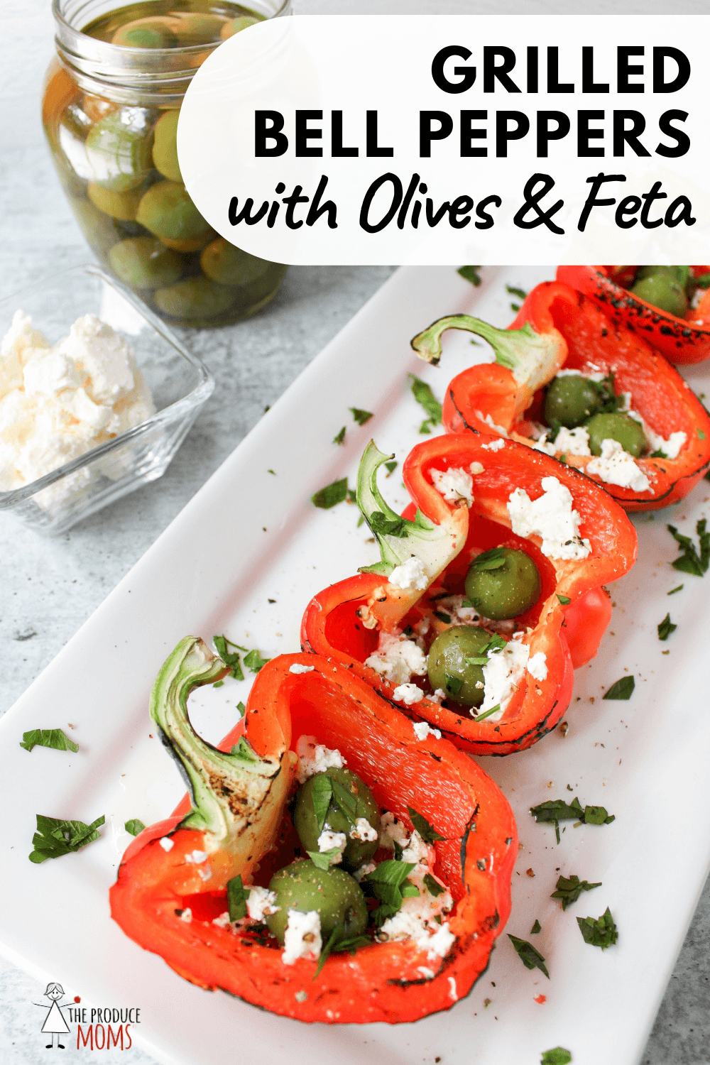 Grilled Bell Peppers with Olives and Feta