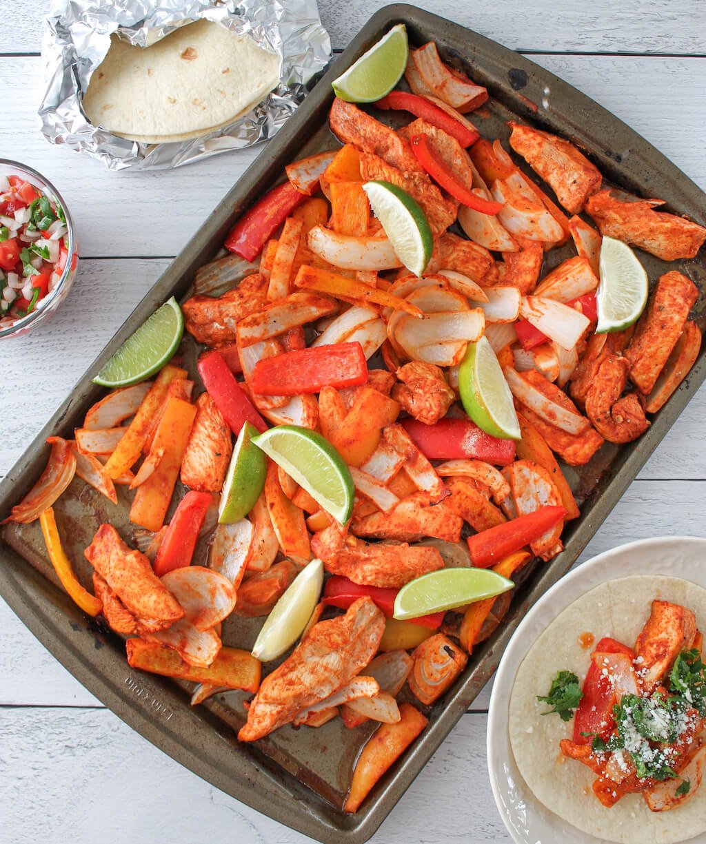 Sheet Pan Smoky Lime Chicken Fajitas