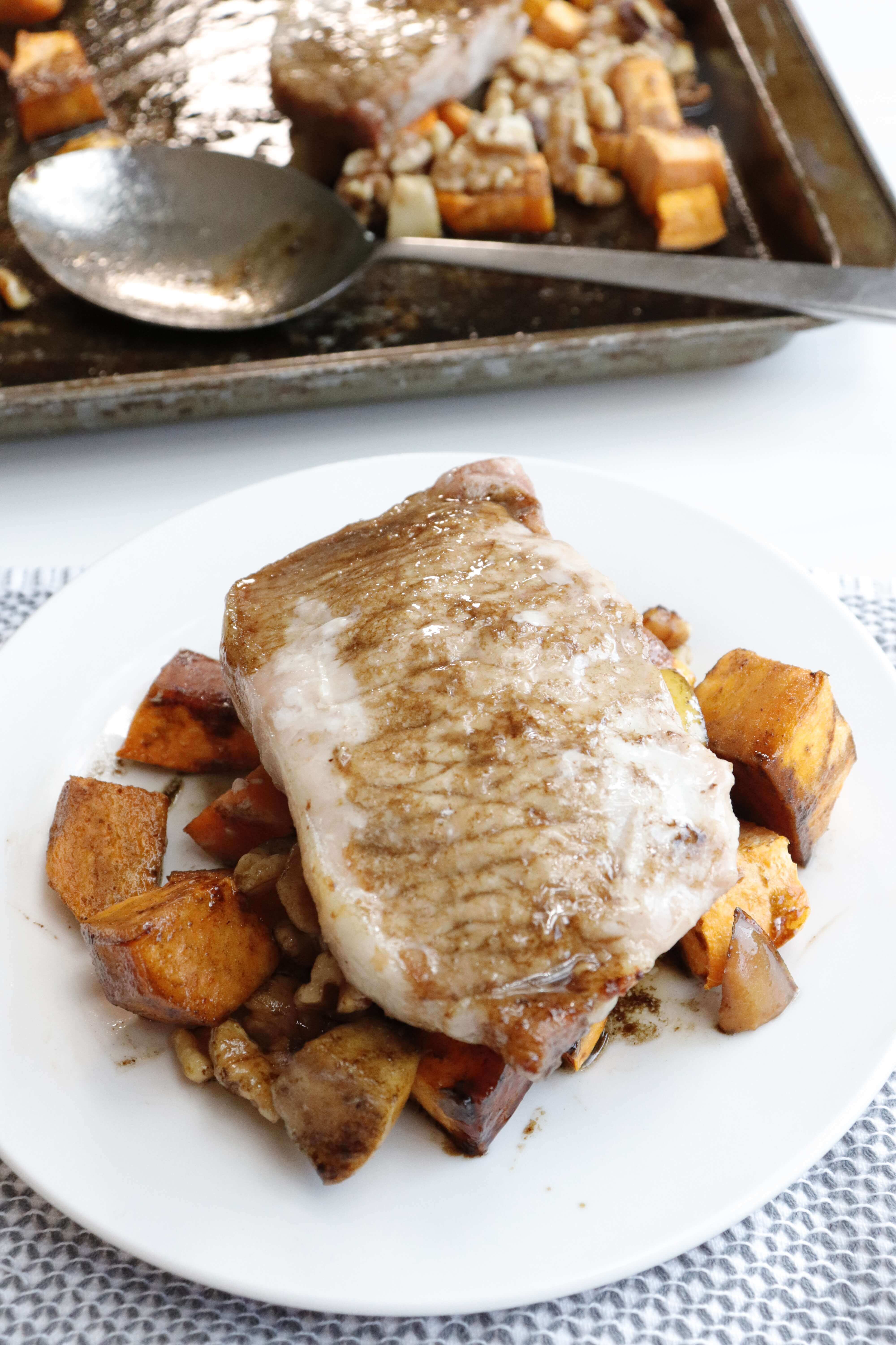 Pork Sheet Pan with Sweet Potato and Apple