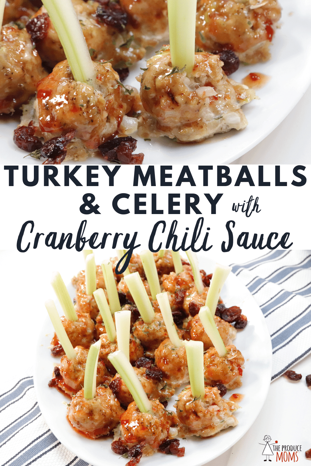 Turkey Meatballs and Celery with Cranberry Chili Sauce 
