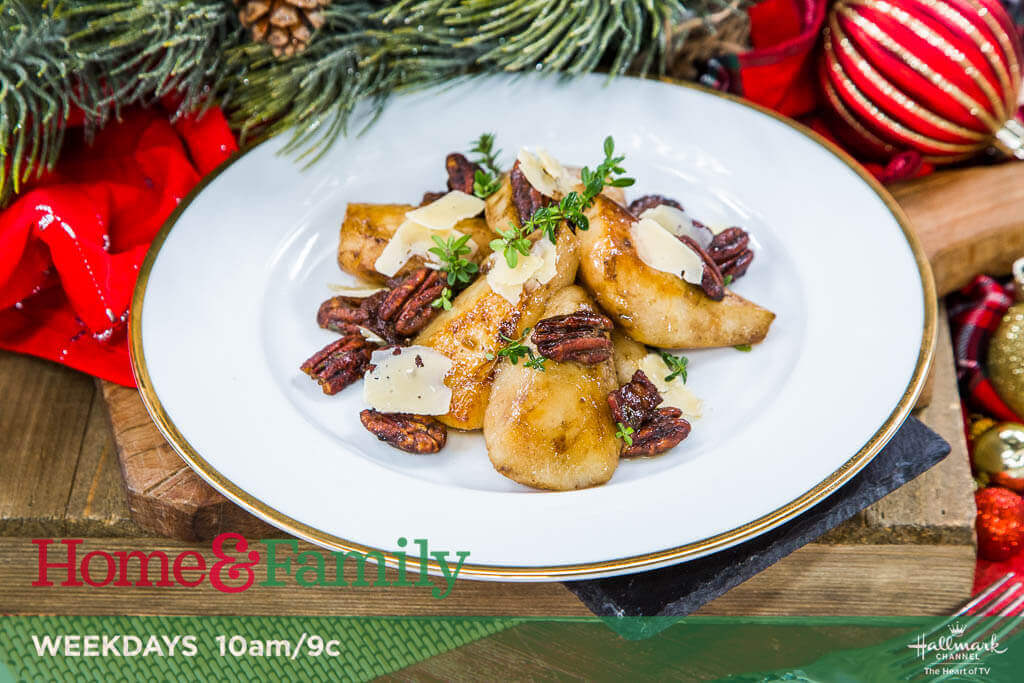 Celebrating the Holidays with Produce on Hallmark’s Home & Family | Savory Bosc Pear Salad with Bacon and Toasted Pecans