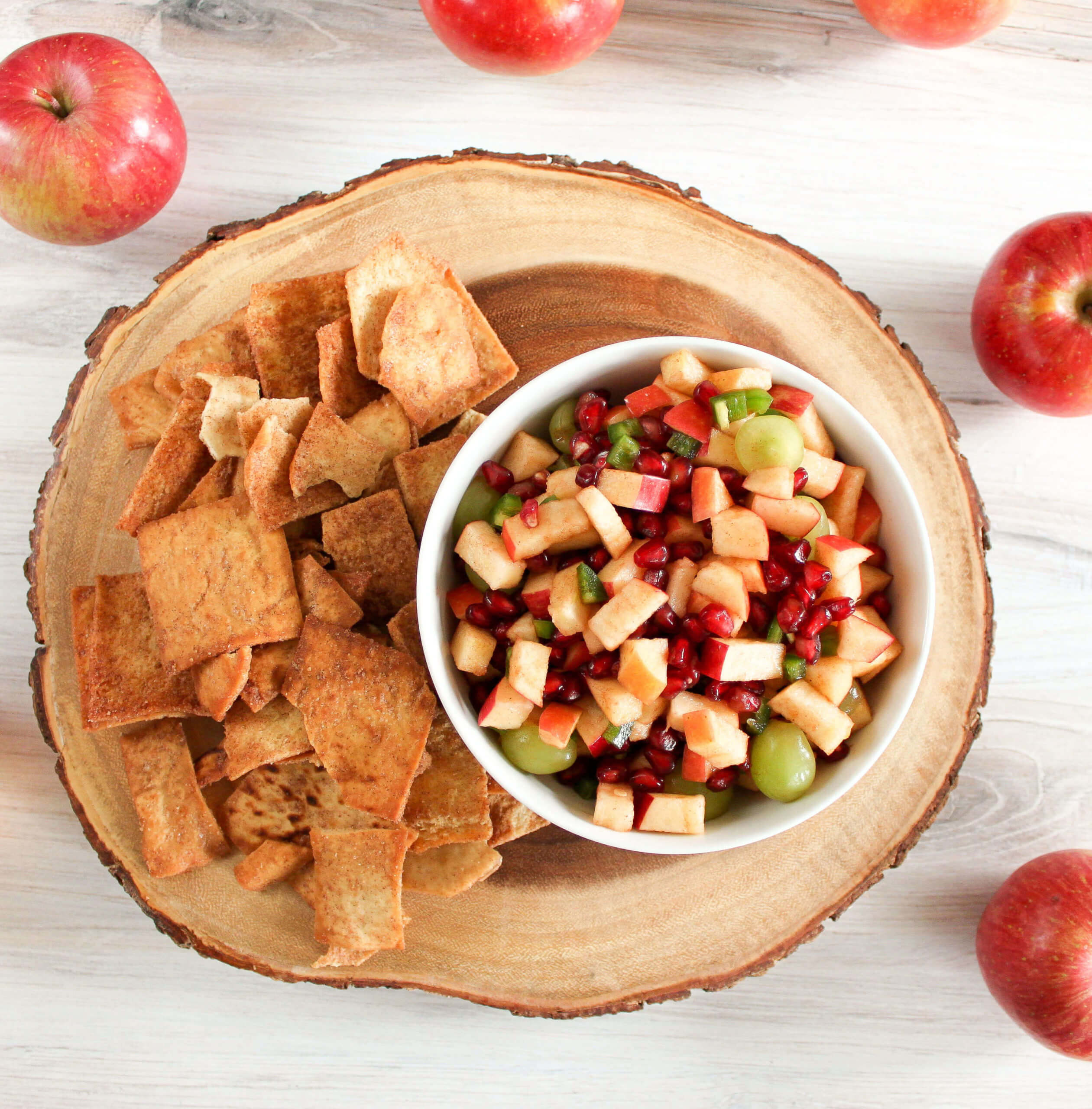 apple salsa with side of pita chips