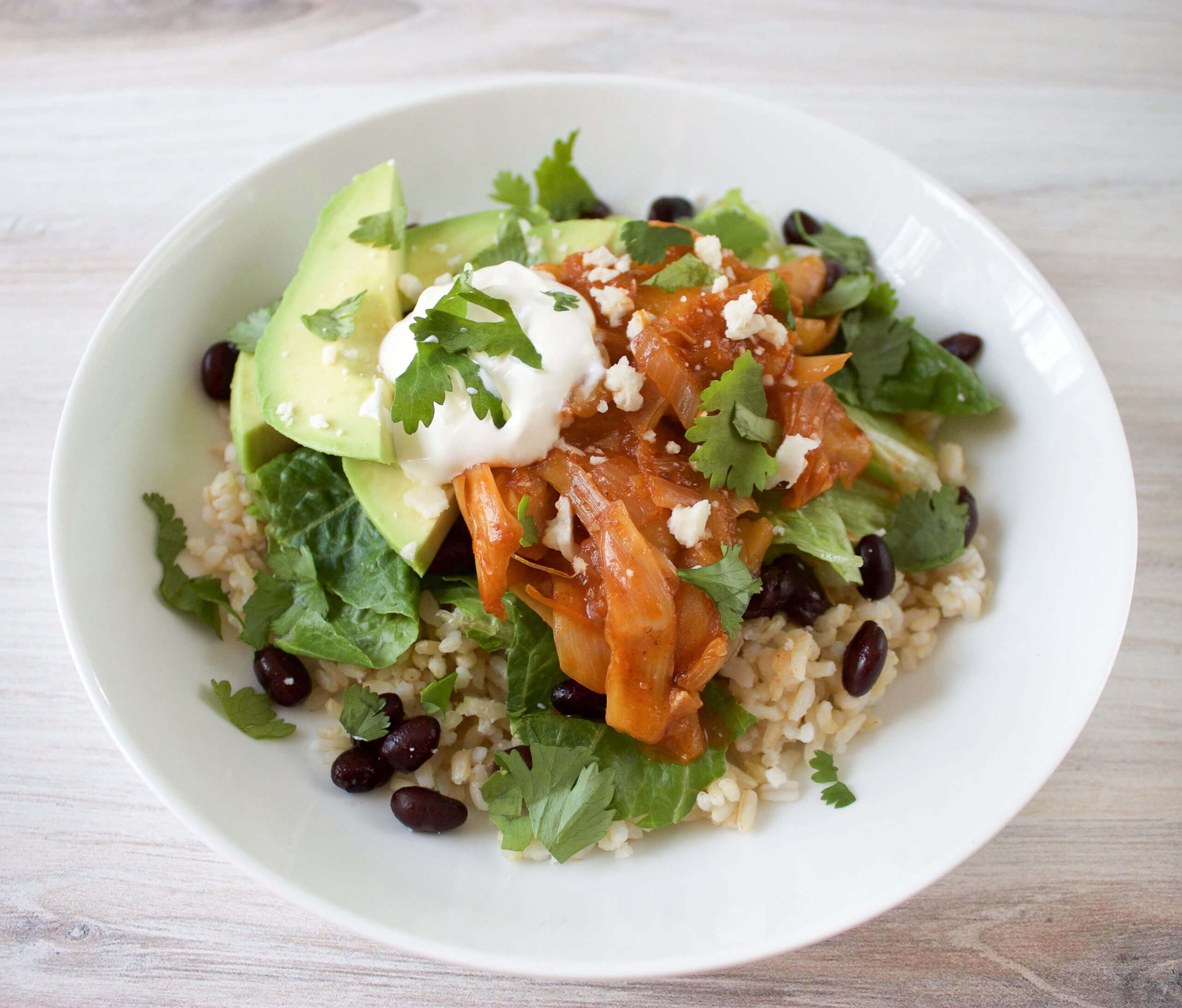 Chili-Lime Jackfruit Burrito Bowls