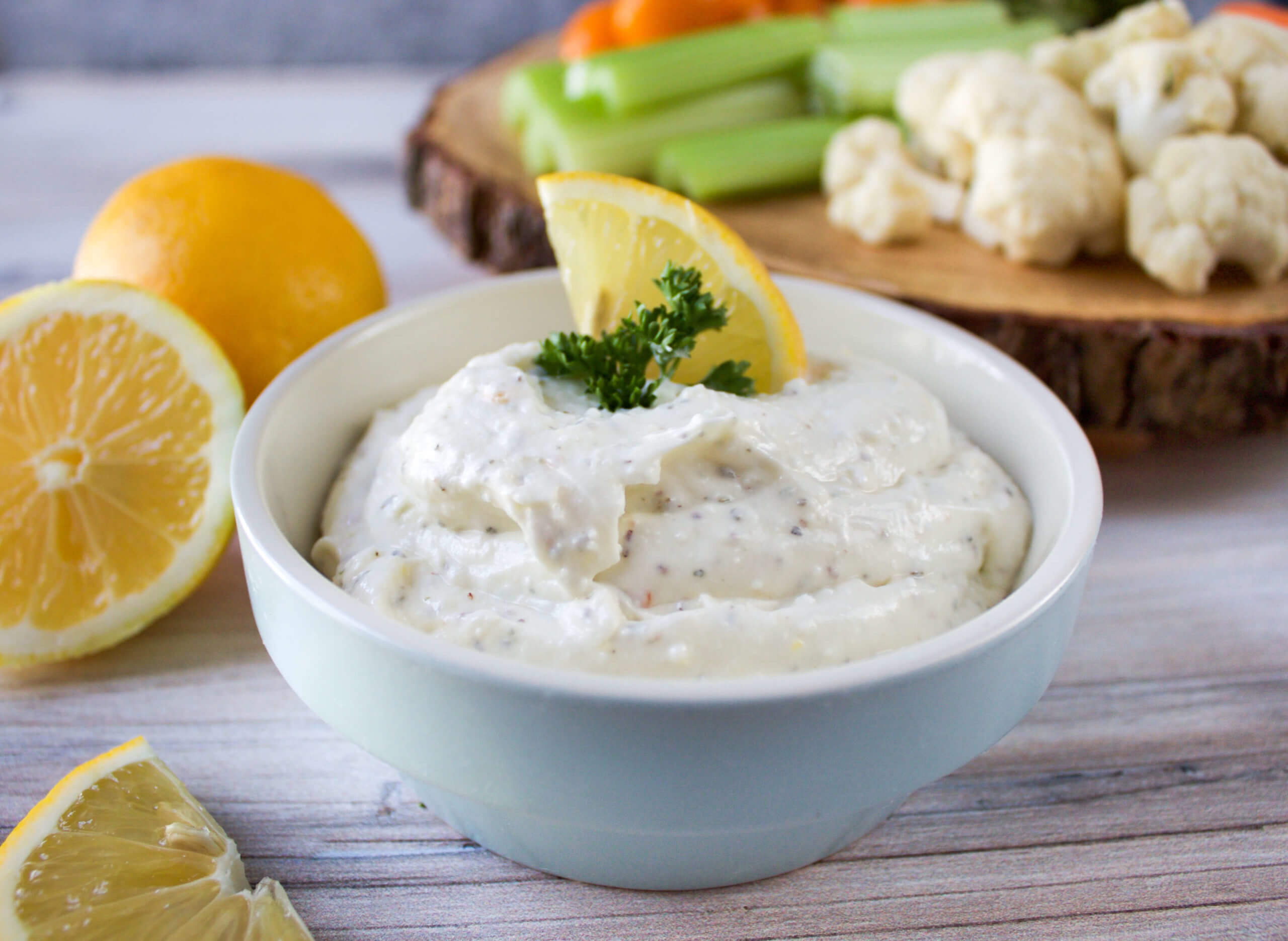 Lemon Whipped Feta Veggie Dip