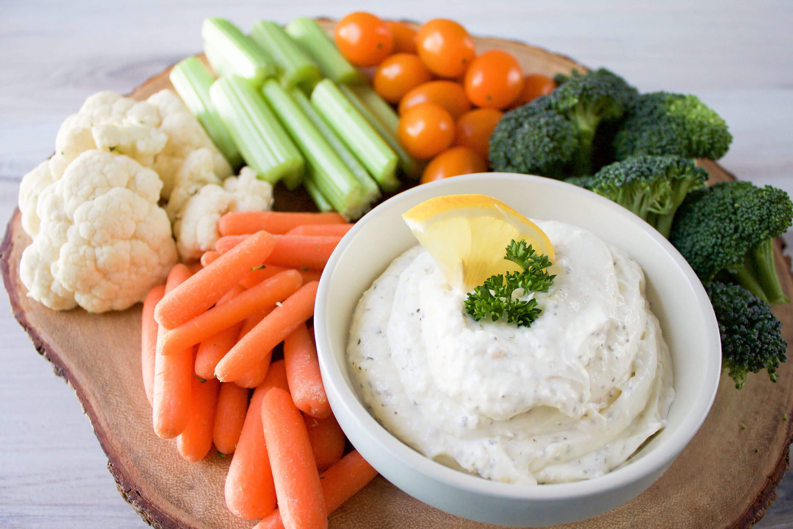 Lemon Whipped Feta Veggie Dip