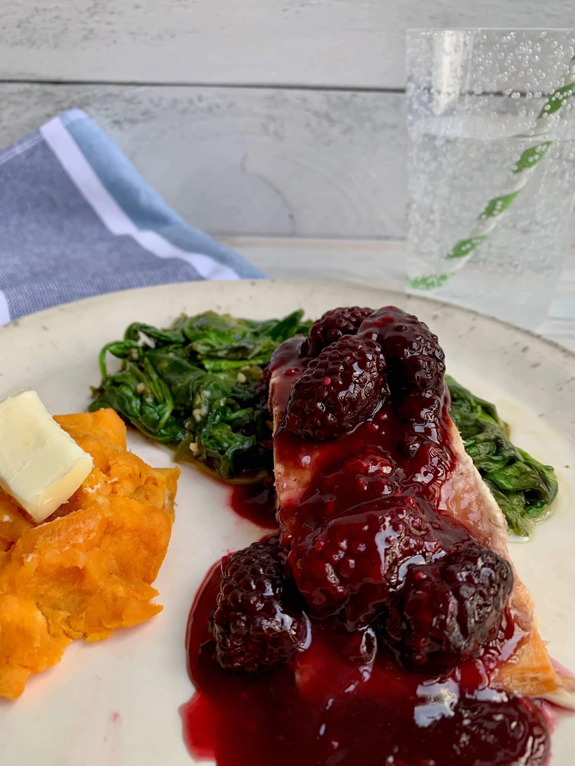 Baked Salmon with Blackberry Sauce 
