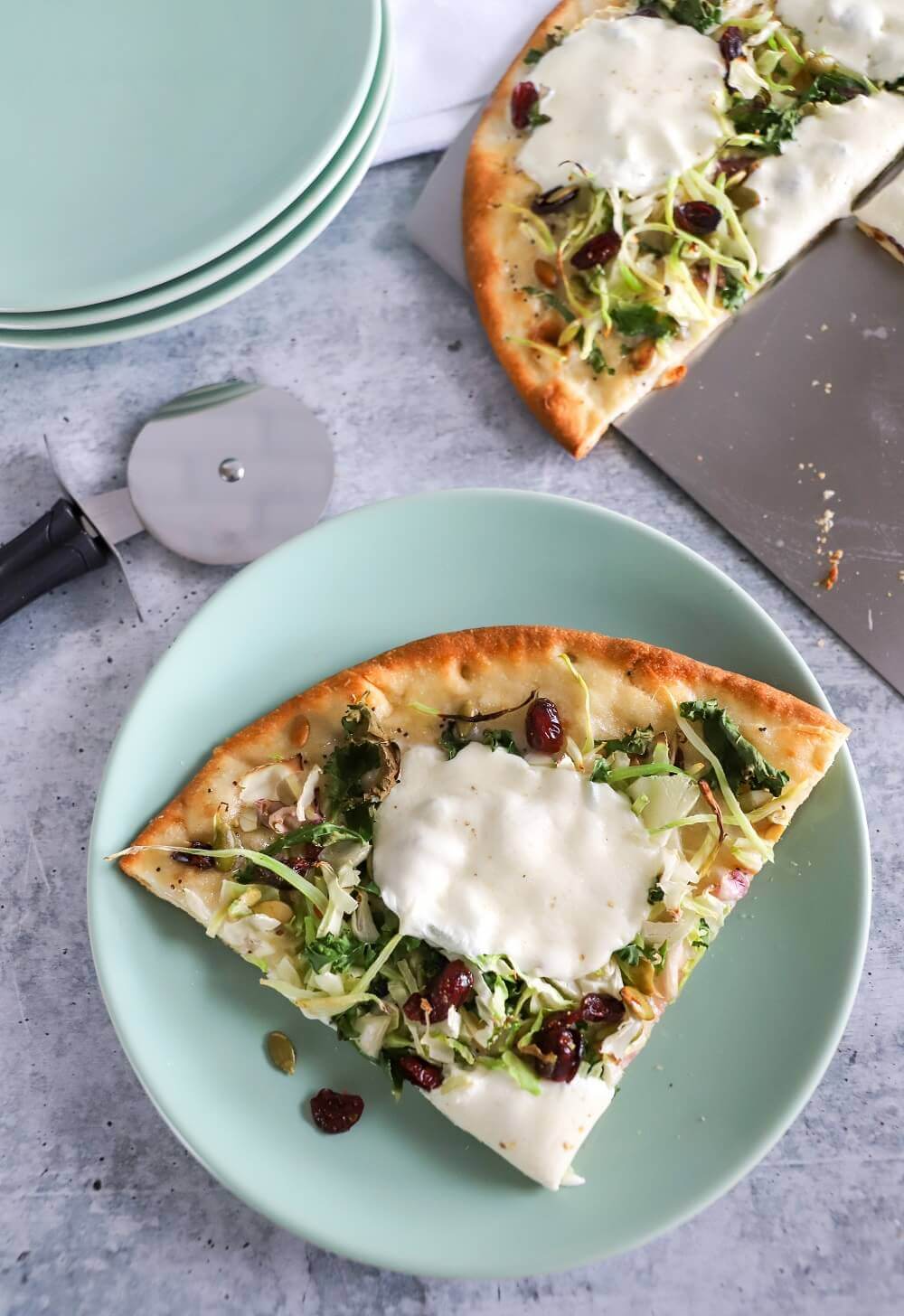 Sweet Kale Flatbread Pizza Serving