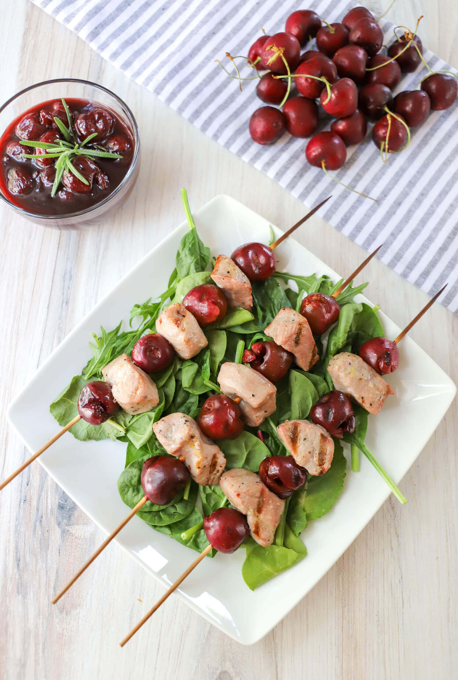 cherry and pork skewers