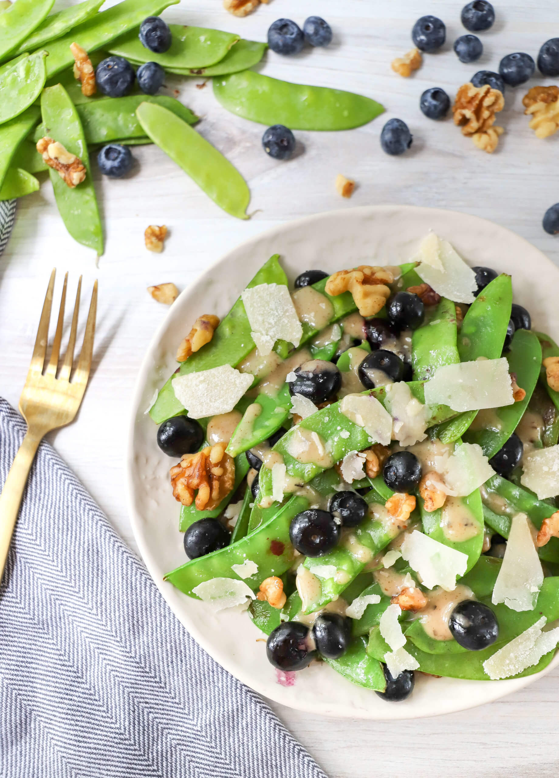 Warm Blueberry and Snow Pea Salad 