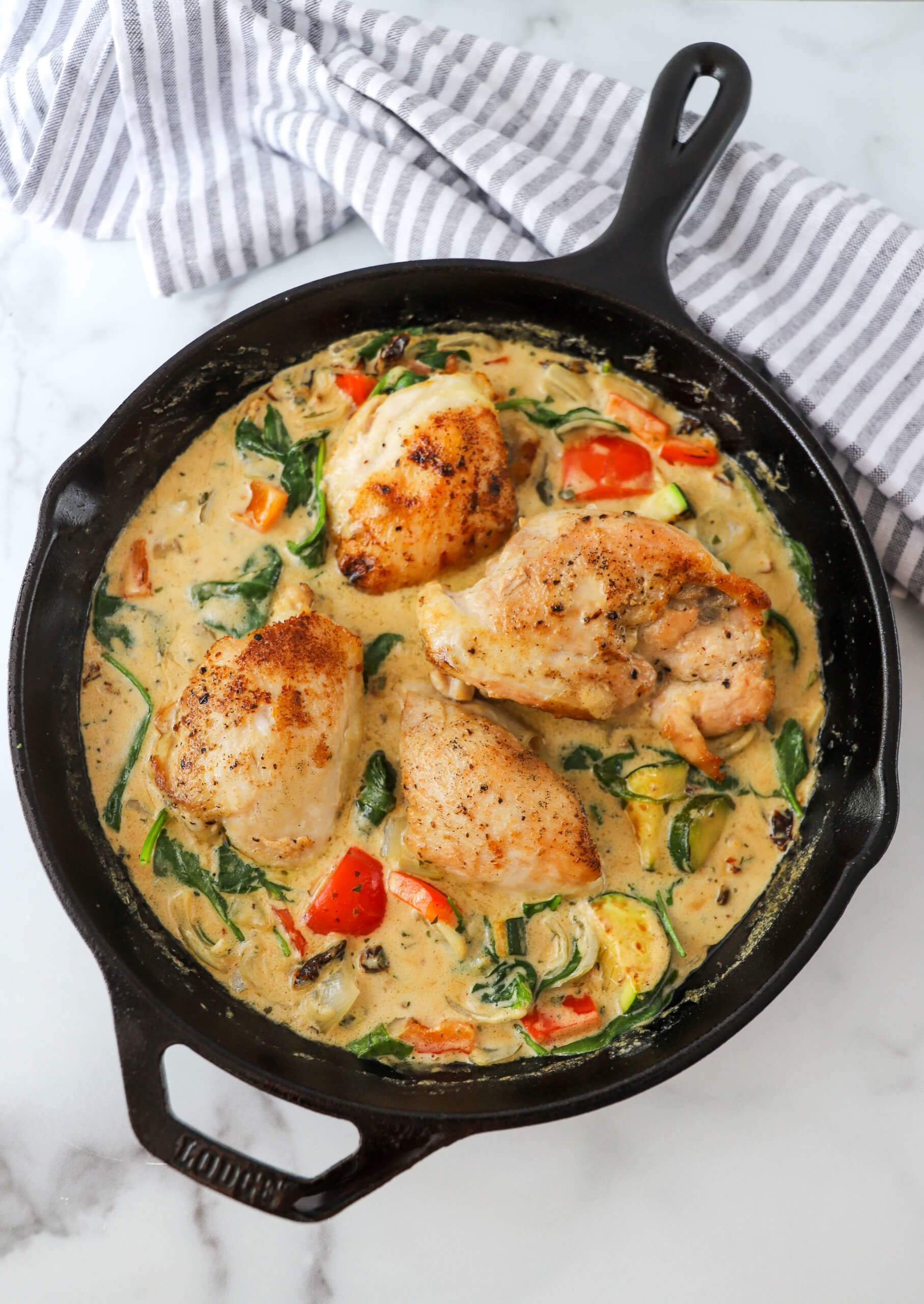 One-Skillet Meal: Creamy Tuscan Chicken - The Produce Moms
