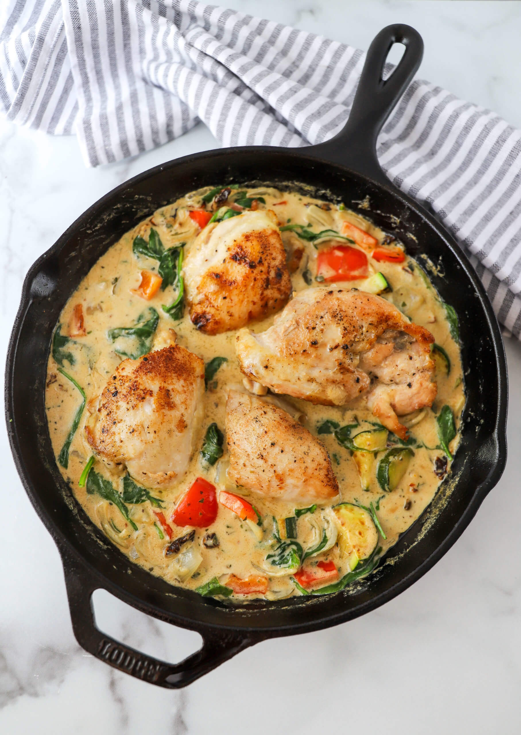 One-Skillet Meal: Creamy Tuscan Chicken - The Produce Moms