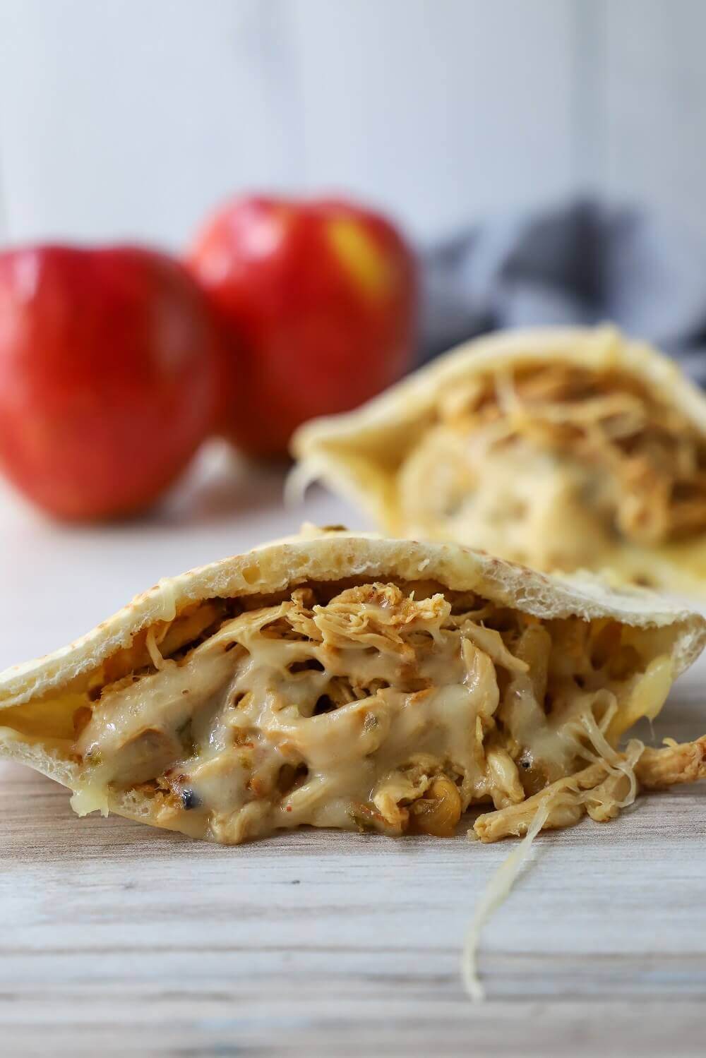 Crockpot Apple and Pulled Chicken Pita Sandwiches