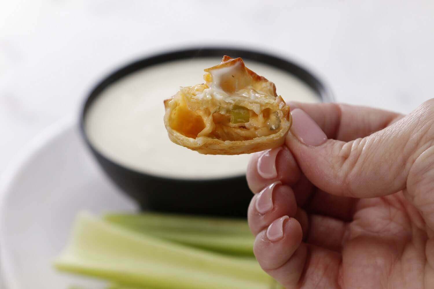 Bite into Air Fryer Buffalo Dandy® Celery & Chicken Wontons!