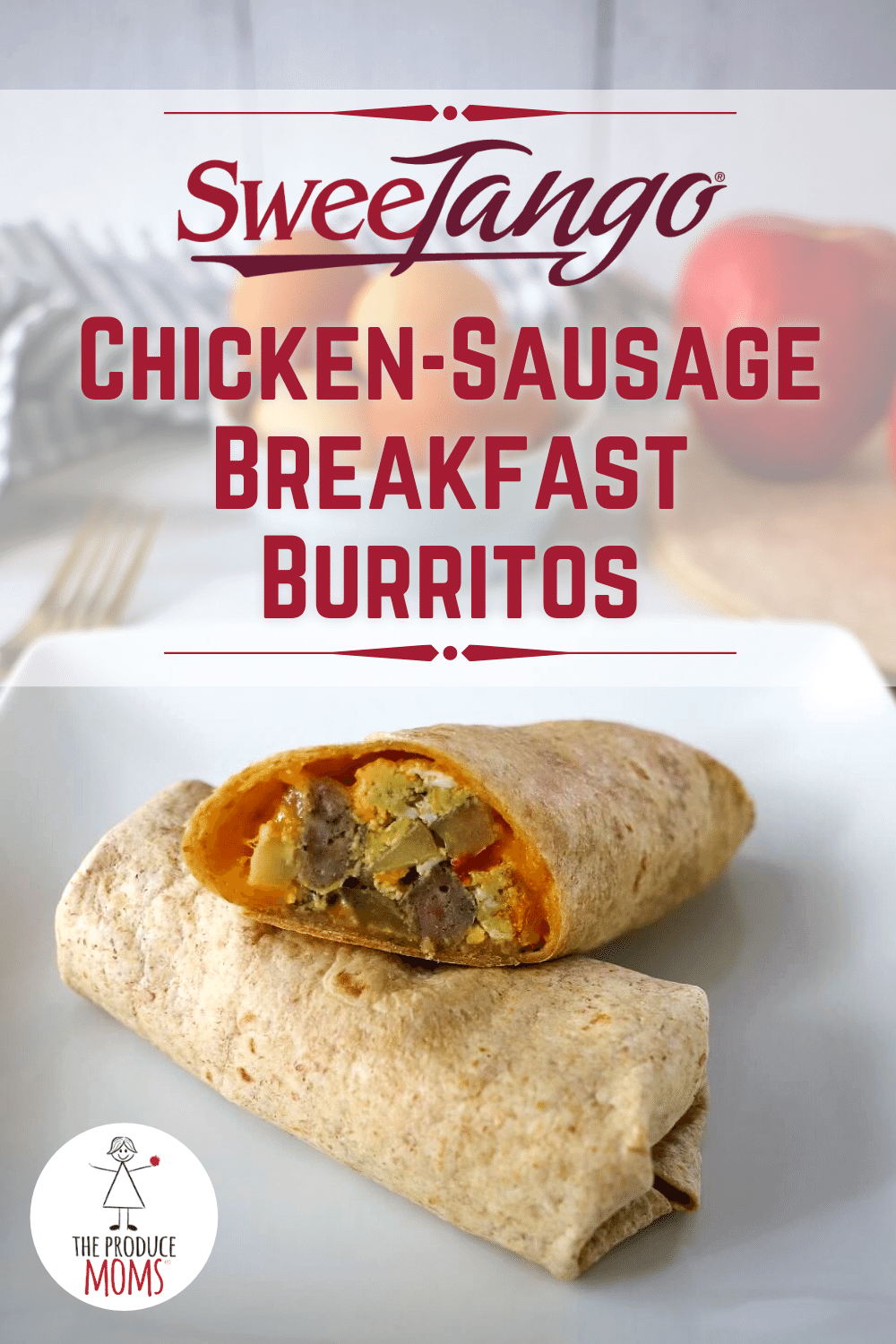 SweeTango Chicken-Sausage Breakfast Burritos Pinterest Card