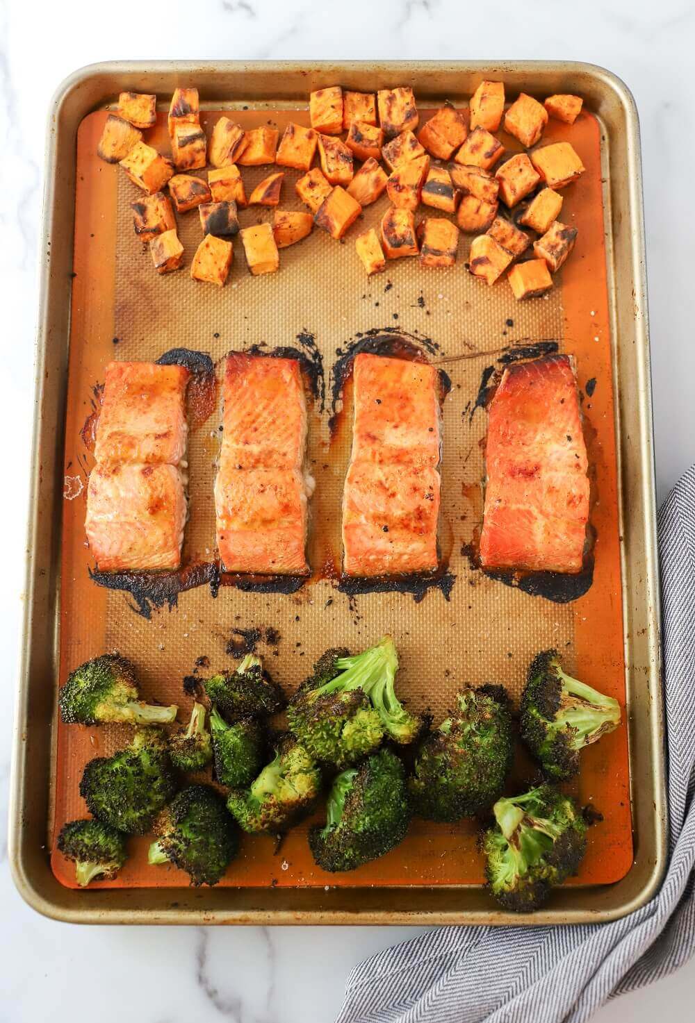 Sweet Potatoes and Salmon Sheet Pan Dinner