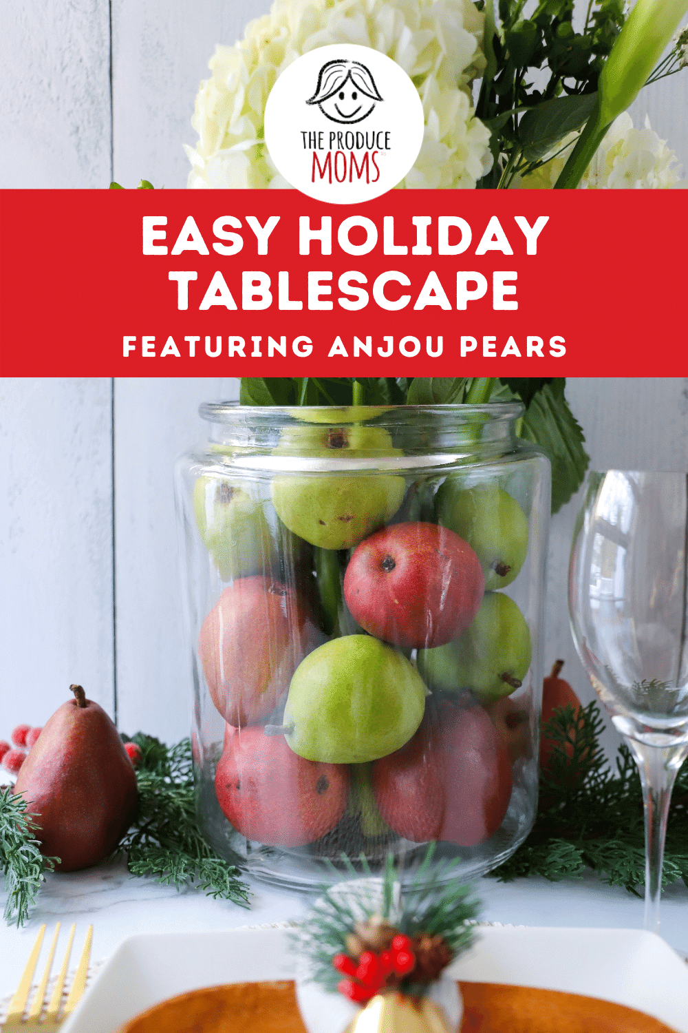 Easy Holiday Tablescape featuring Pears