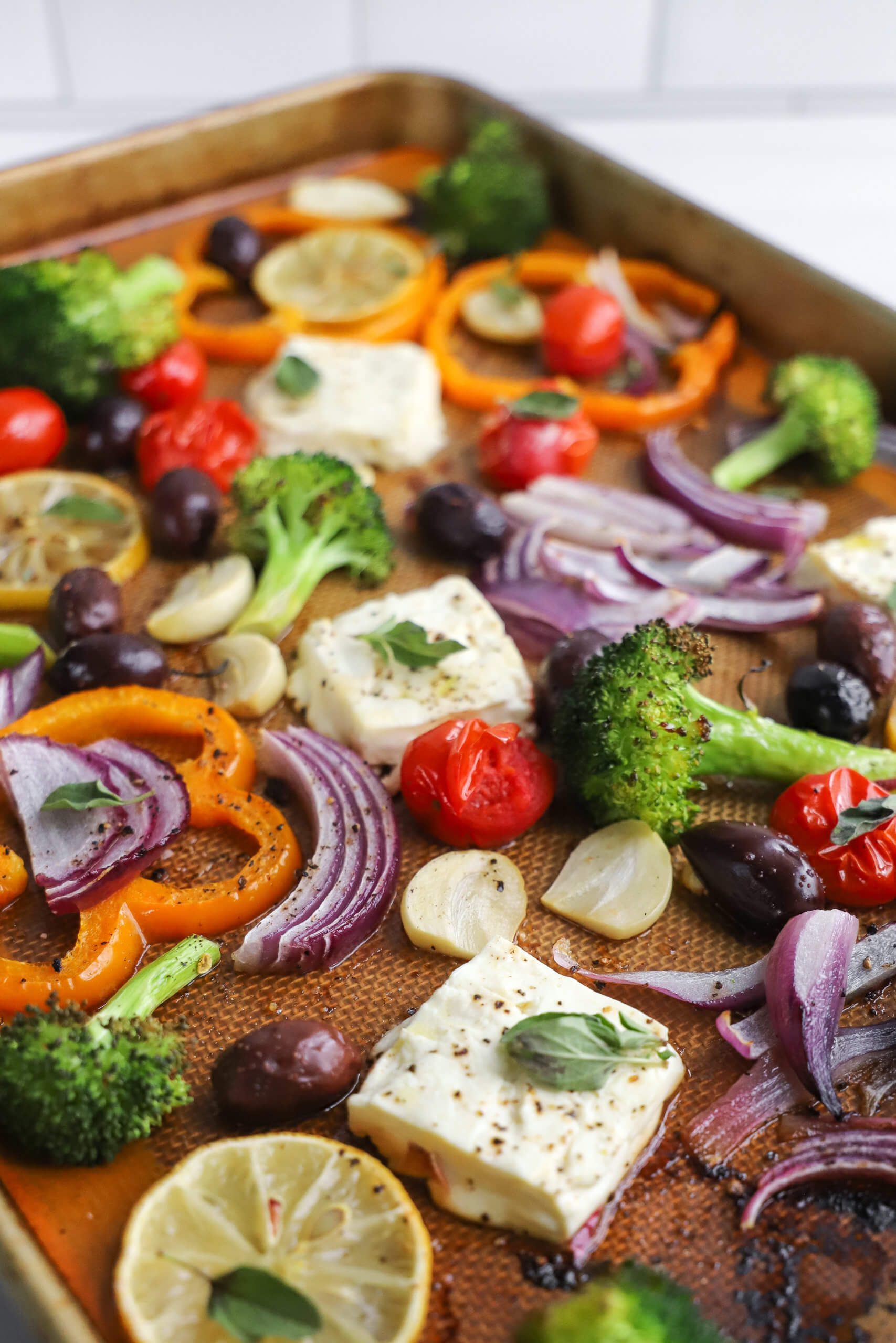 Sheet Pan Baked Feta With Greek Veggies