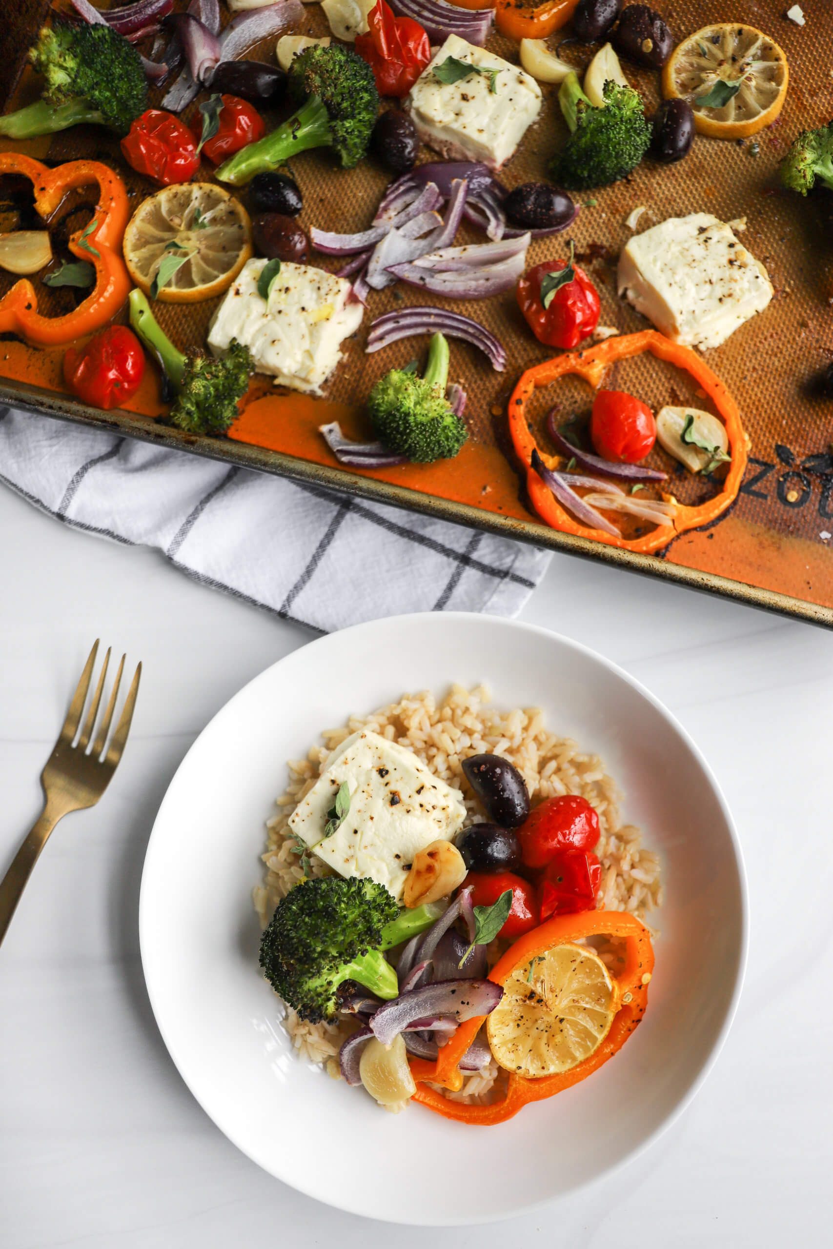 Sheet Pan Baked Feta With Greek Veggies