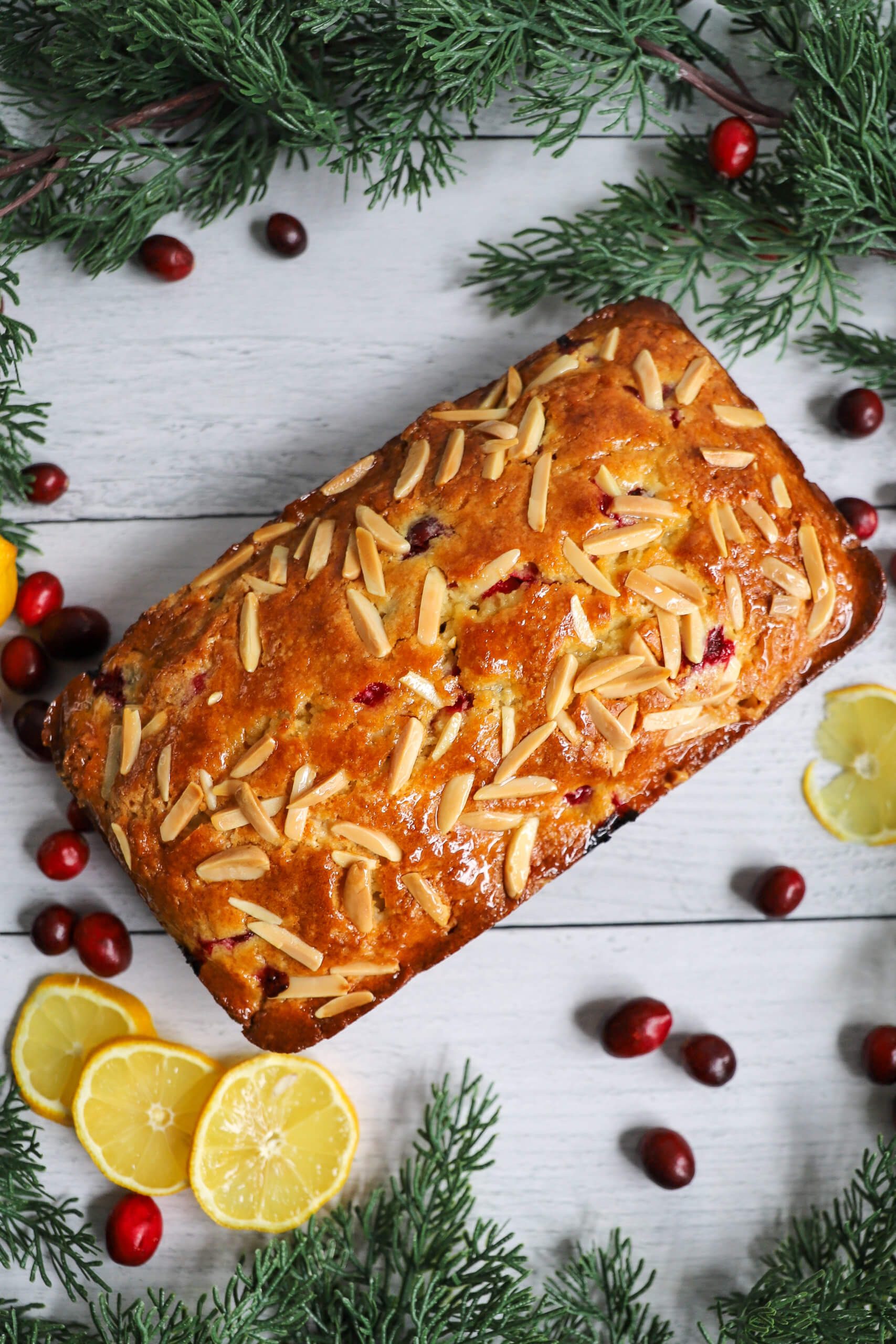 Lemon Cranberry Bread with Almonds