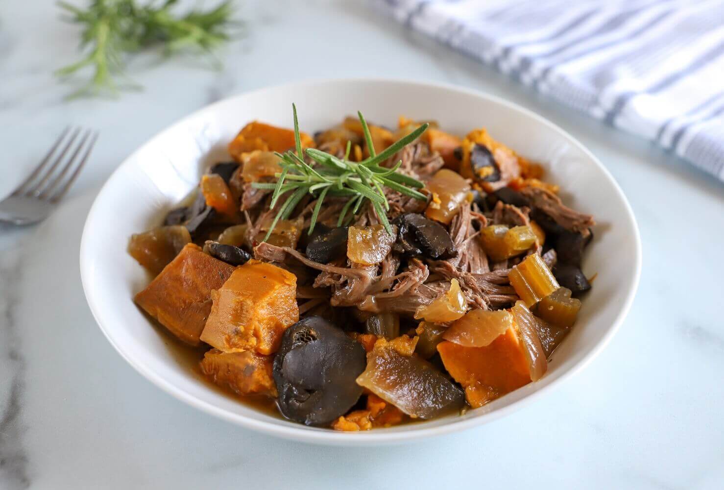 Slow Cooker Sweet Potatoes and Roast Beef