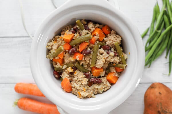 Easy Slow Cooker Dog Food With Ground Turkey And Veggies