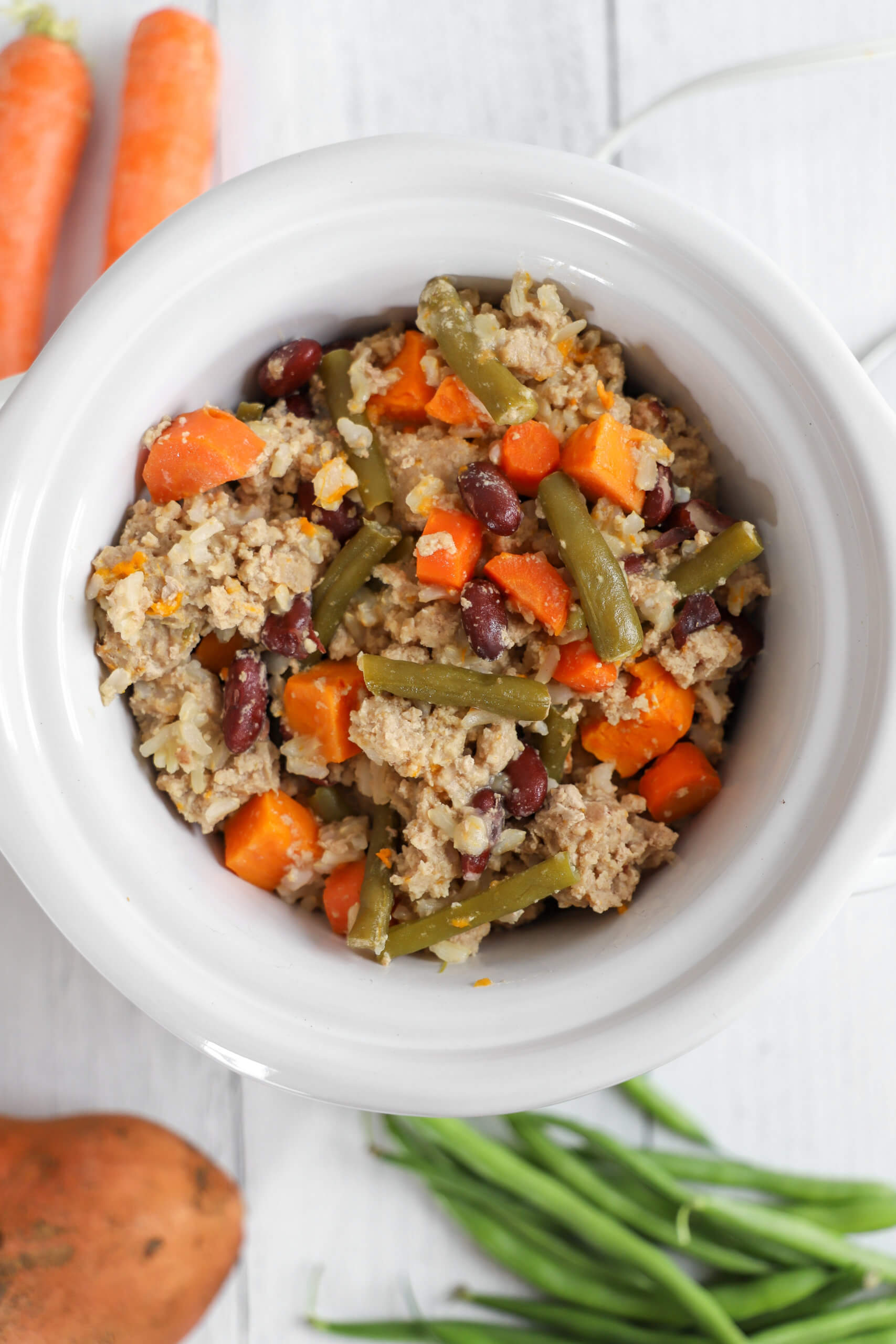 Easy Slow Cooker Dog Food with Ground Turkey and Veggies