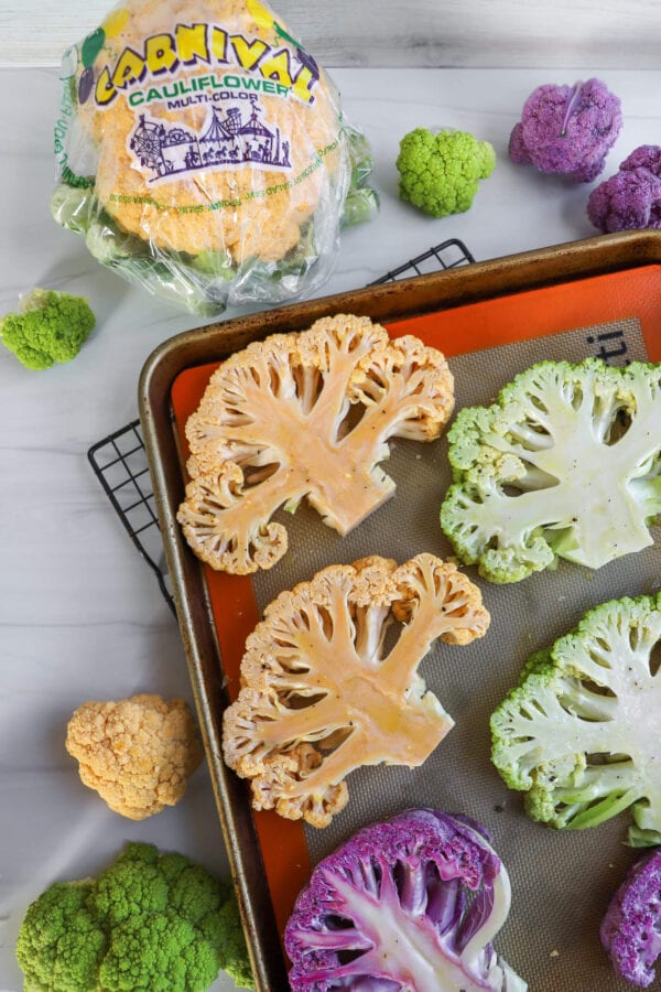 Roasted Multi-Color Cauliflower Steaks - The Produce Moms