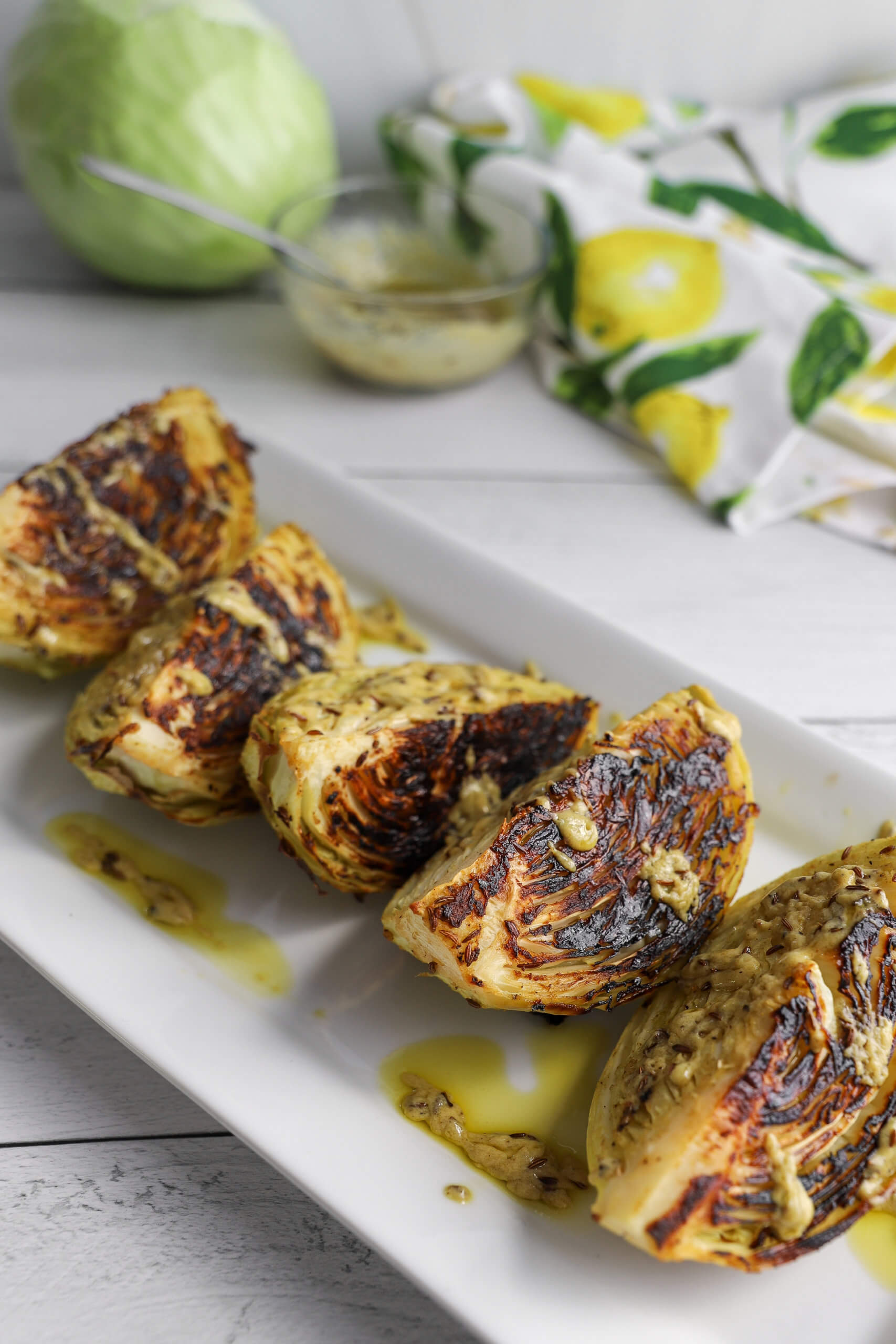 Dijon Roasted Cabbage Wedges with Caraway Seeds