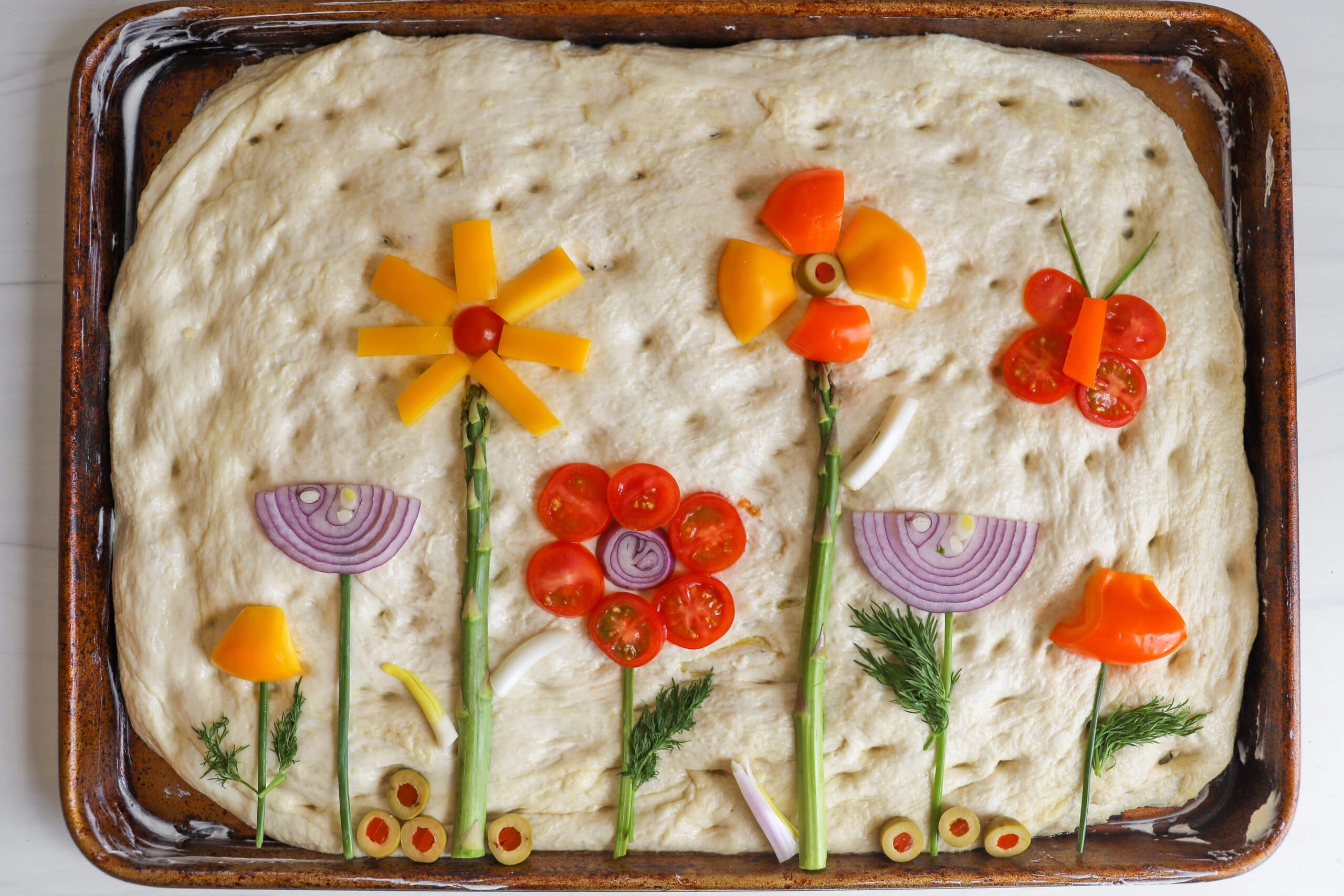 Focaccia Bread Art: Flower Garden